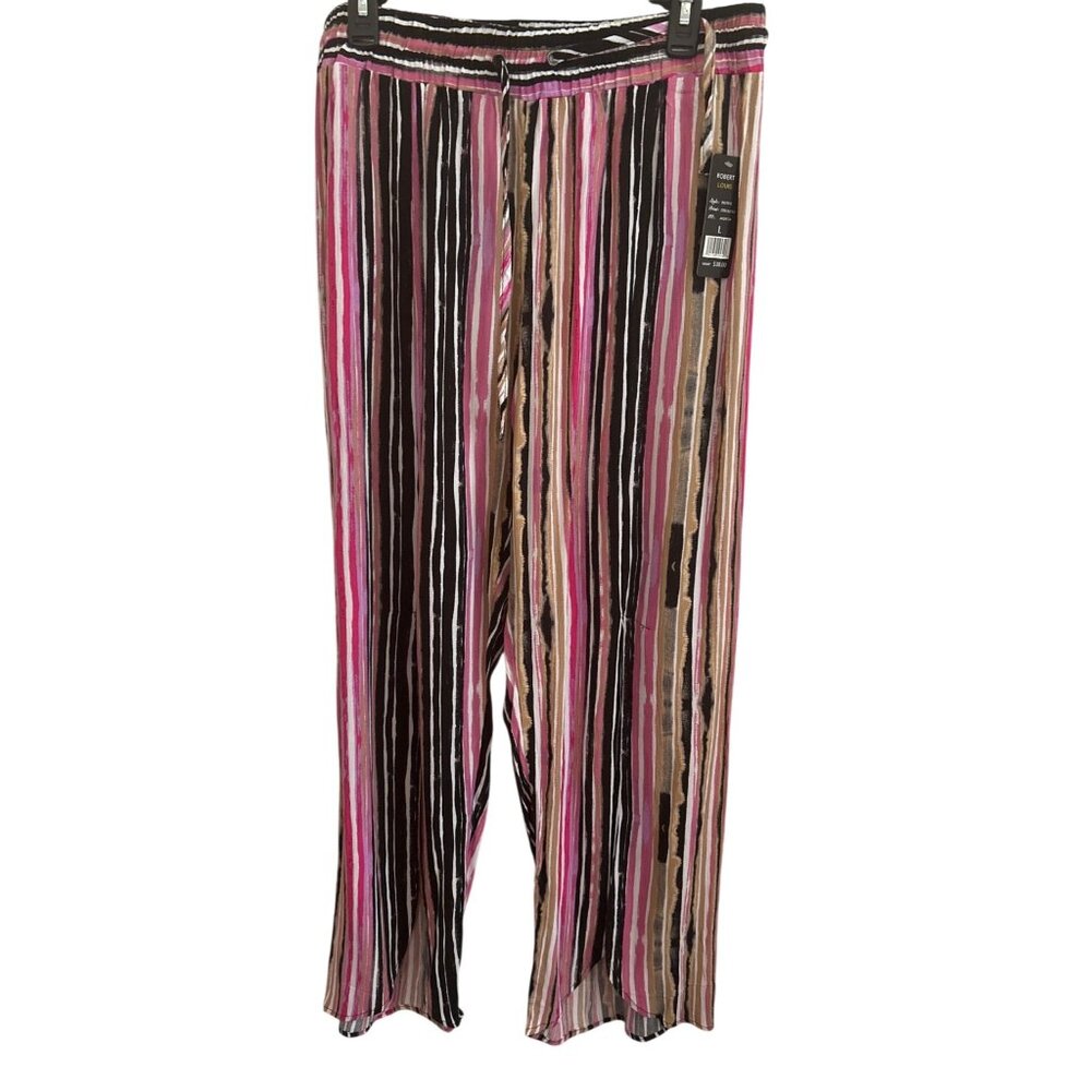 Robert Louis Womens Multi-Color Striped Wide-Leg Pants L Beach Vacay Boho